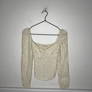 REFORMATION Reign Polka Dot Smocked Back Top Womens 2